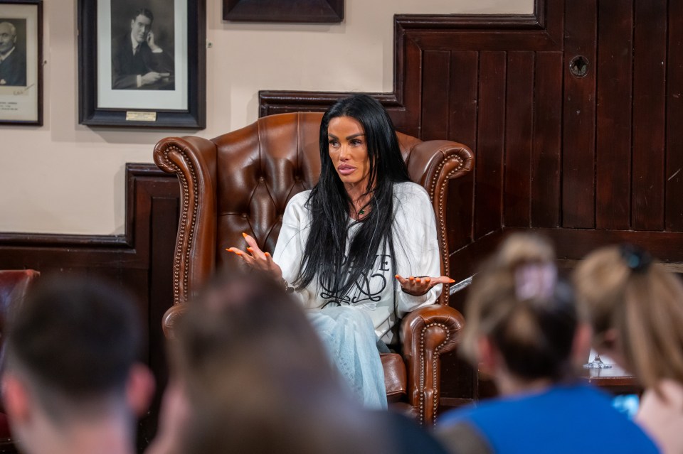 Katie Price speaking at an event.