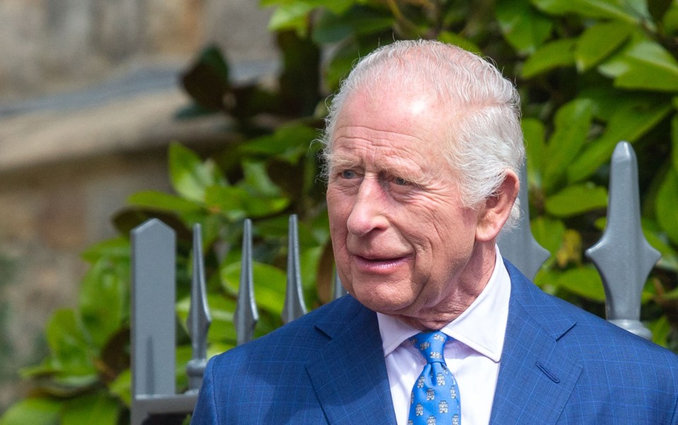 King Charles III leaving St. George's Chapel.