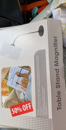 Table stand magnifier, 50% off.