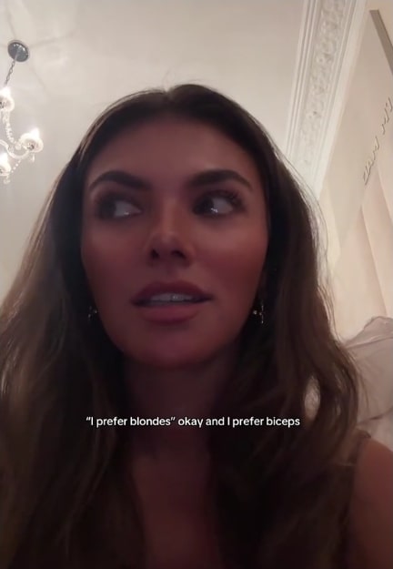 Woman saying "I prefer blondes okay and I prefer biceps"