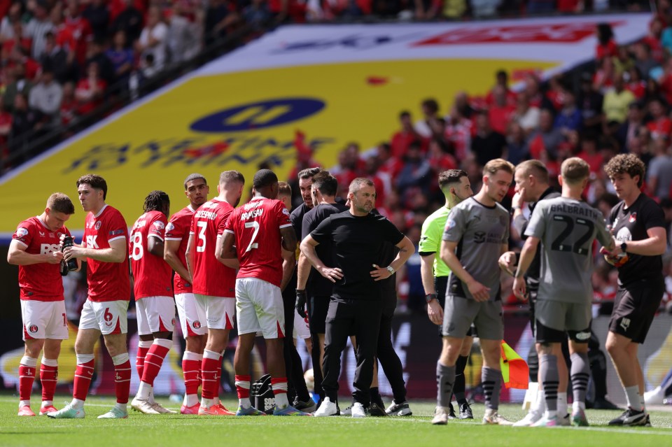 Nathan Jones, Charlton Athletic head coach, at a soccer match.
