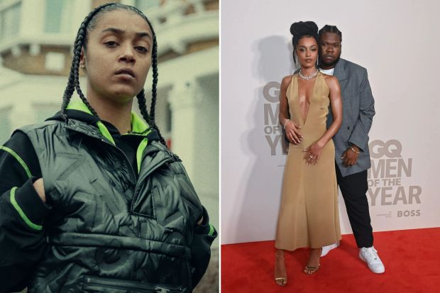 An image collage containing 2 images, Image 1 shows A young woman with braids stands in front of a row of houses, looking directly at the camera.  Top Boy Season 2, Image 2 shows Jasmine Jobson and Kadeem Ramsay at the GQ Men of the Year Awards