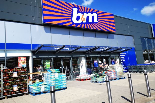 An image collage containing 1 images, Image 1 shows B&M Bargains retail shop exterior with merchandise displayed outside