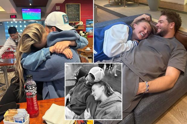 An image collage containing 3 images, Image 1 shows Couple hugging in a restaurant, Image 2 shows Couple cuddling on a couch, Image 3 shows Black and white photo of a couple cuddling