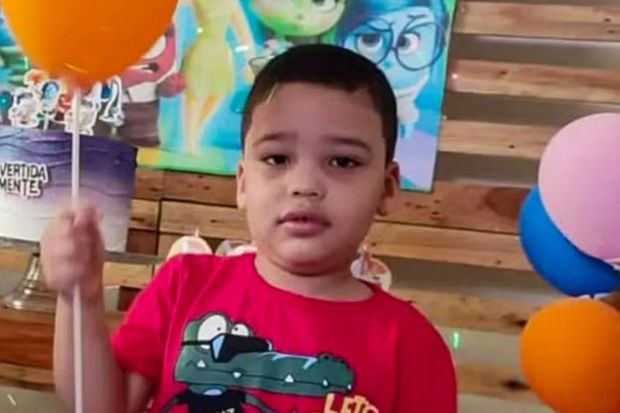 An image collage containing 1 images, Image 1 shows Boy at birthday party holding balloon