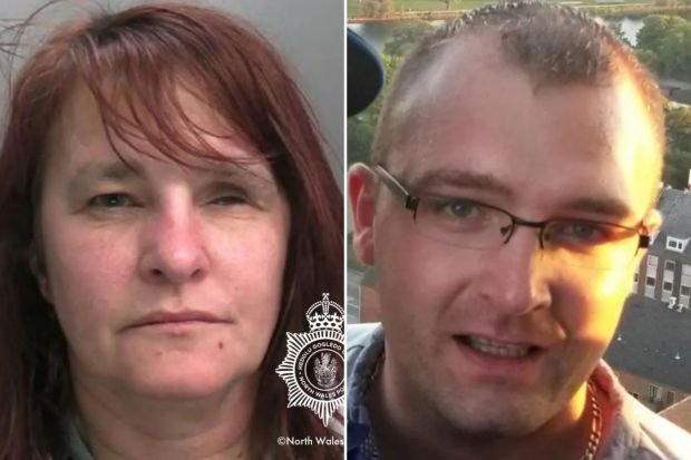 An image collage containing 2 images, Image 1 shows Mugshot of Joanna Wronska, Image 2 shows Photo of Marcin Koziol
