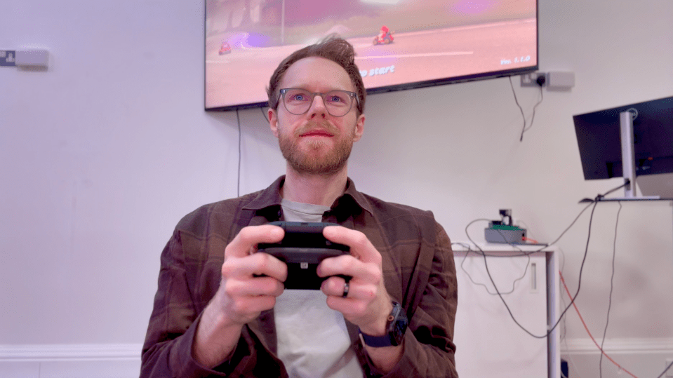 Man playing video game.