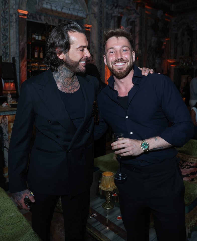 Peter Wicks and Sam Thompson at Olivia Attwood's birthday celebration.