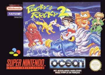Pocky & Rocky 2 Super Nintendo game box art.