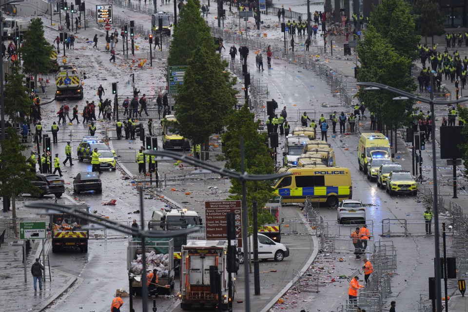 Police and emergency personnel responding to a road traffic accident.