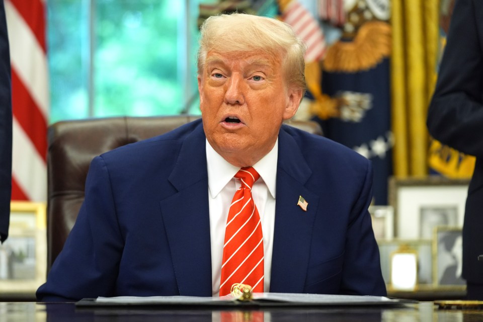 President Donald Trump speaking in the Oval Office.