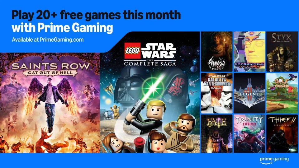 Collage of Prime Gaming's free games for the month.