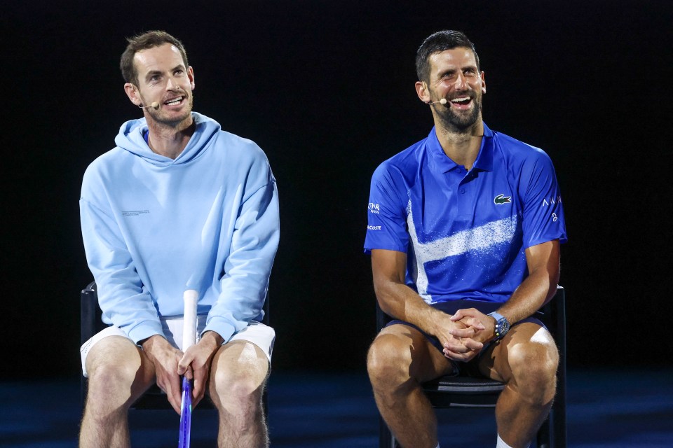 Andy Murray and Novak Djokovic at a charity event.