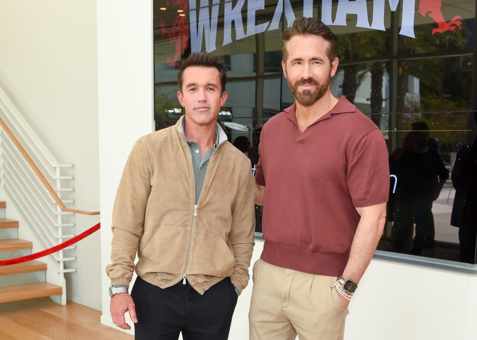 Rob McElhenney and Ryan Reynolds at a "Welcome to Wrexham" FYC event.