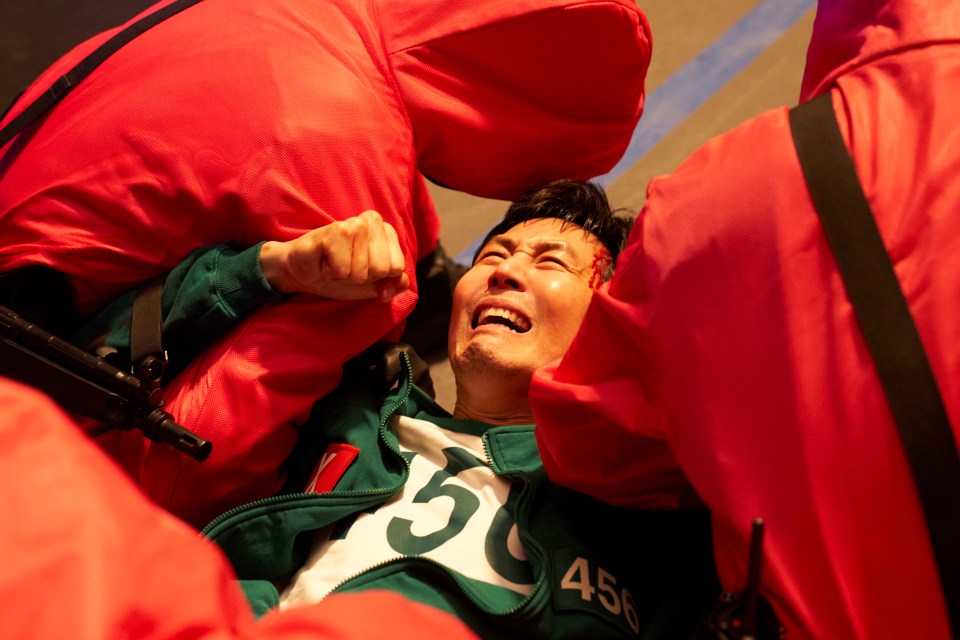 Lee Jung-jae as Seong Gi-hun, injured and distressed, in Squid Game season 3.