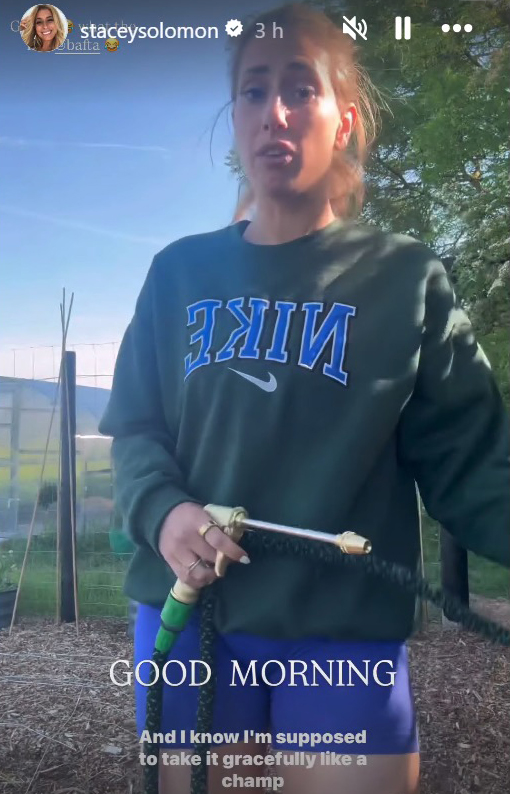 Stacey Solomon Instagram video: expressing disappointment after BAFTA loss.