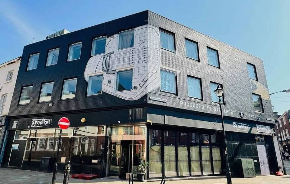 Syndikat beer hall, rooftop bar, and music venue in Stockport, England.
