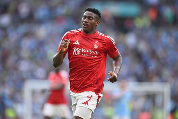 Taiwo Awoniyi of Nottingham Forest in a soccer match.