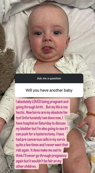Screenshot of Instagram Q&A about having another baby.