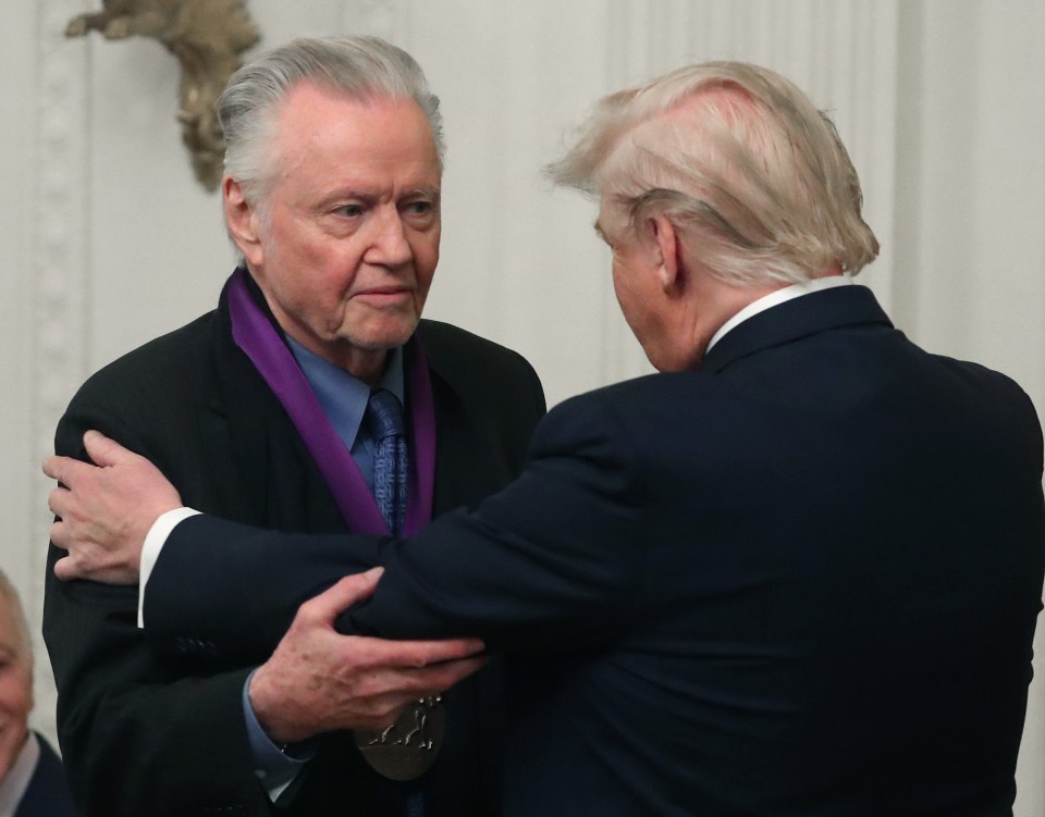 President Trump presenting Jon Voight with the National Medal of Arts.
