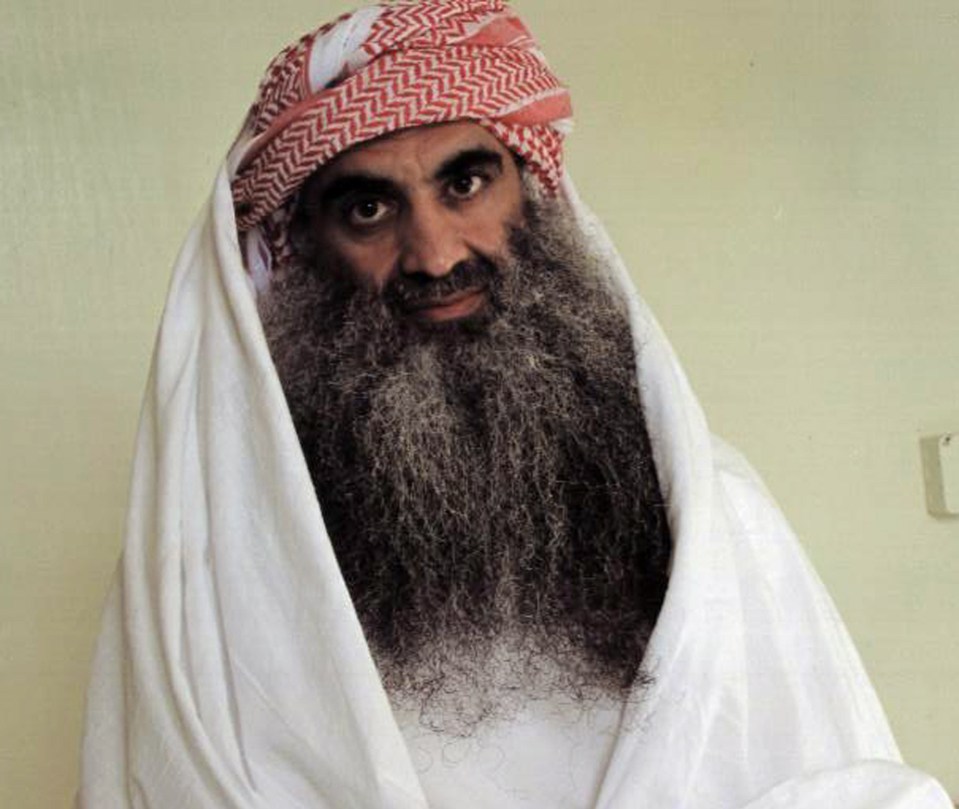 Photo of Khalid Sheikh Mohammed in detention at Guantanamo Bay.