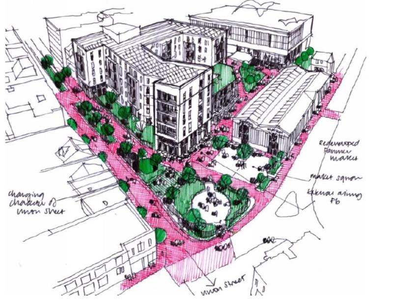 Illustration of Union Square redevelopment plan in Torquay.