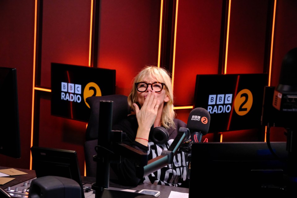 Zoe Ball presenting her final BBC Radio 2 breakfast show.