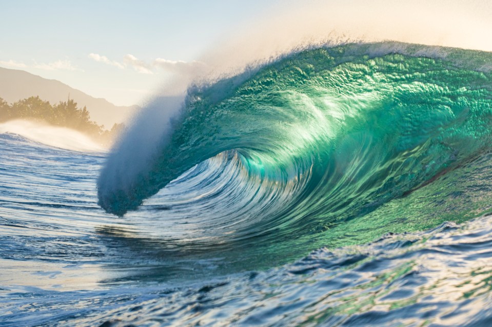 Waves at the north shore of Hawaii.