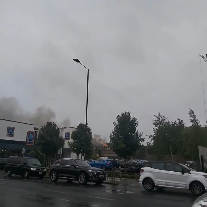 Large fire near Aldi in Westcliff-on-Sea, Southend.