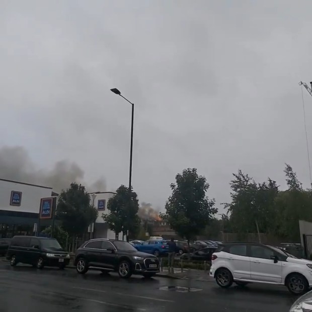 Large fire near Aldi in Westcliff-on-Sea, Southend.