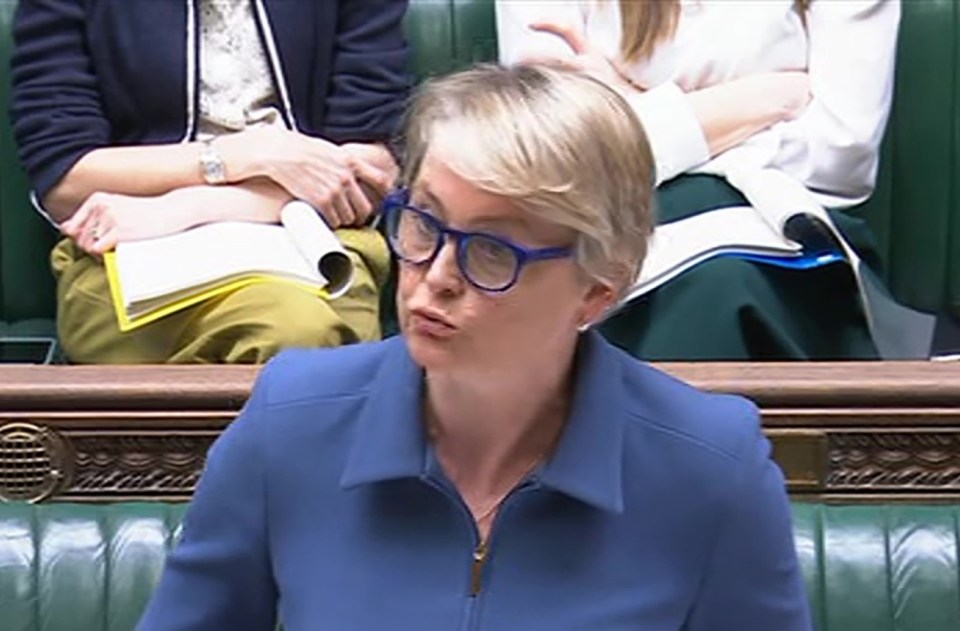 Yvette Cooper, Home Secretary, answering questions in Parliament.