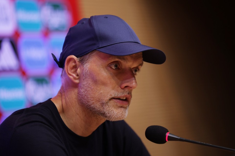 BARCELONA, SPAIN - JUNE 07: Thomas Tuchel, Head Coach of England speaks to the media in a post match press conference afte the FIFA World Cup 2026 European Qualifier match between Andorra and England at RCDE Stadium on June 07, 2025 in Barcelona, Spain. (Photo by Eric Alonso - UEFA/UEFA via Getty Images)