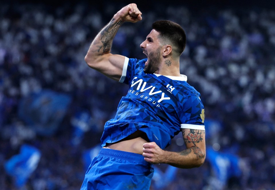Aleksandar Mitrovic celebrating a goal.