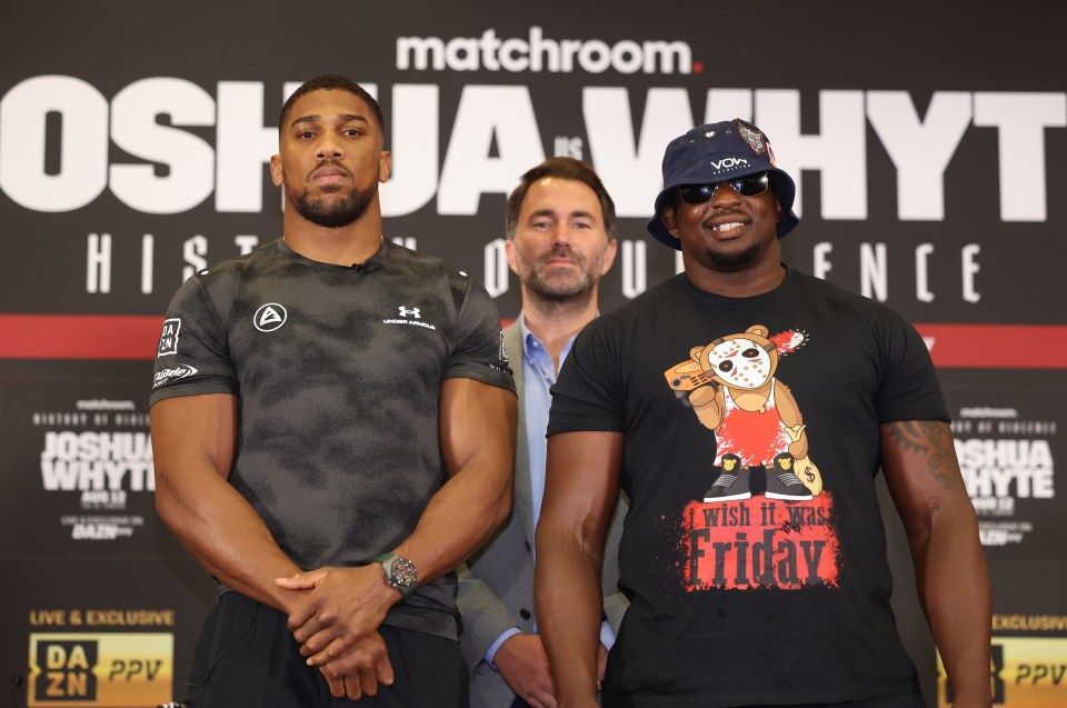 Anthony Joshua and Dillian Whyte at a press conference.