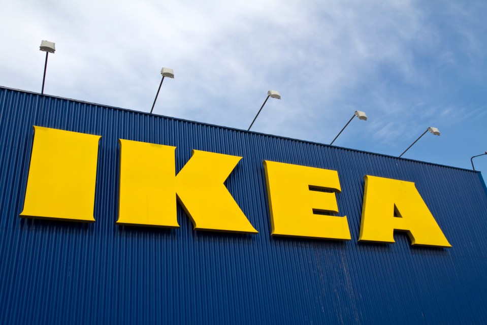 IKEA sign on a blue building.
