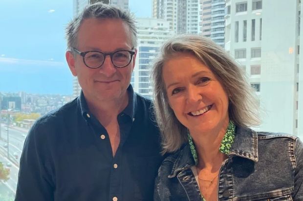 An image collage containing 1 images, Image 1 shows Photo of Michael Mosley and Dr Clare Bailey Mosley