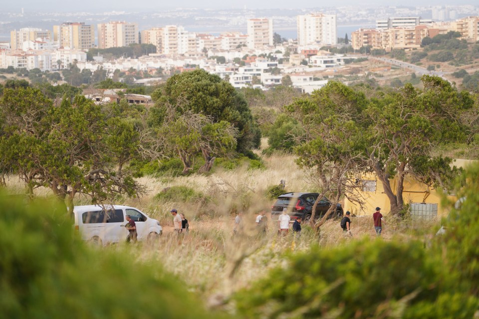 Portuguese police closing dirt roads near Praia da Luz in preparation for a search.